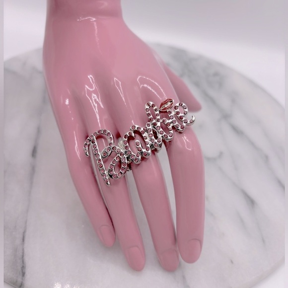 Barbie Pink Crystal Ring Multi Colored Crystals with Stretch Comfort Band - Picture 3 of 6